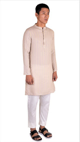 BE DESI MEN COTTON CRUSH EFFECT SLIM FIT LONG KURTA
