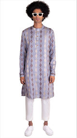 BE DESI MEN COTTON STAR BUTTA CUFF DETAIL KURTA