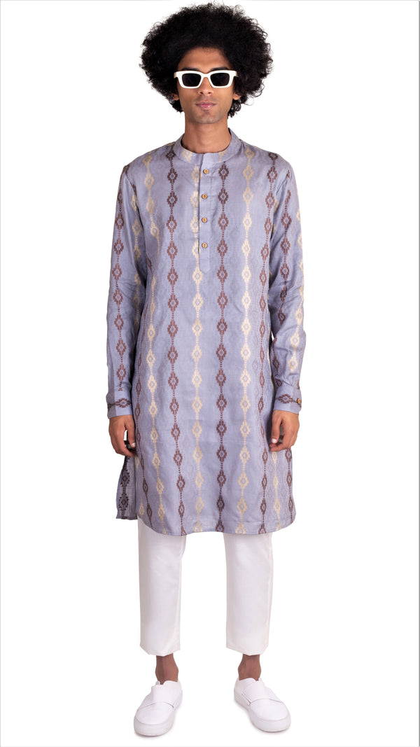BE DESI MEN COTTON STAR BUTTA CUFF DETAIL KURTA