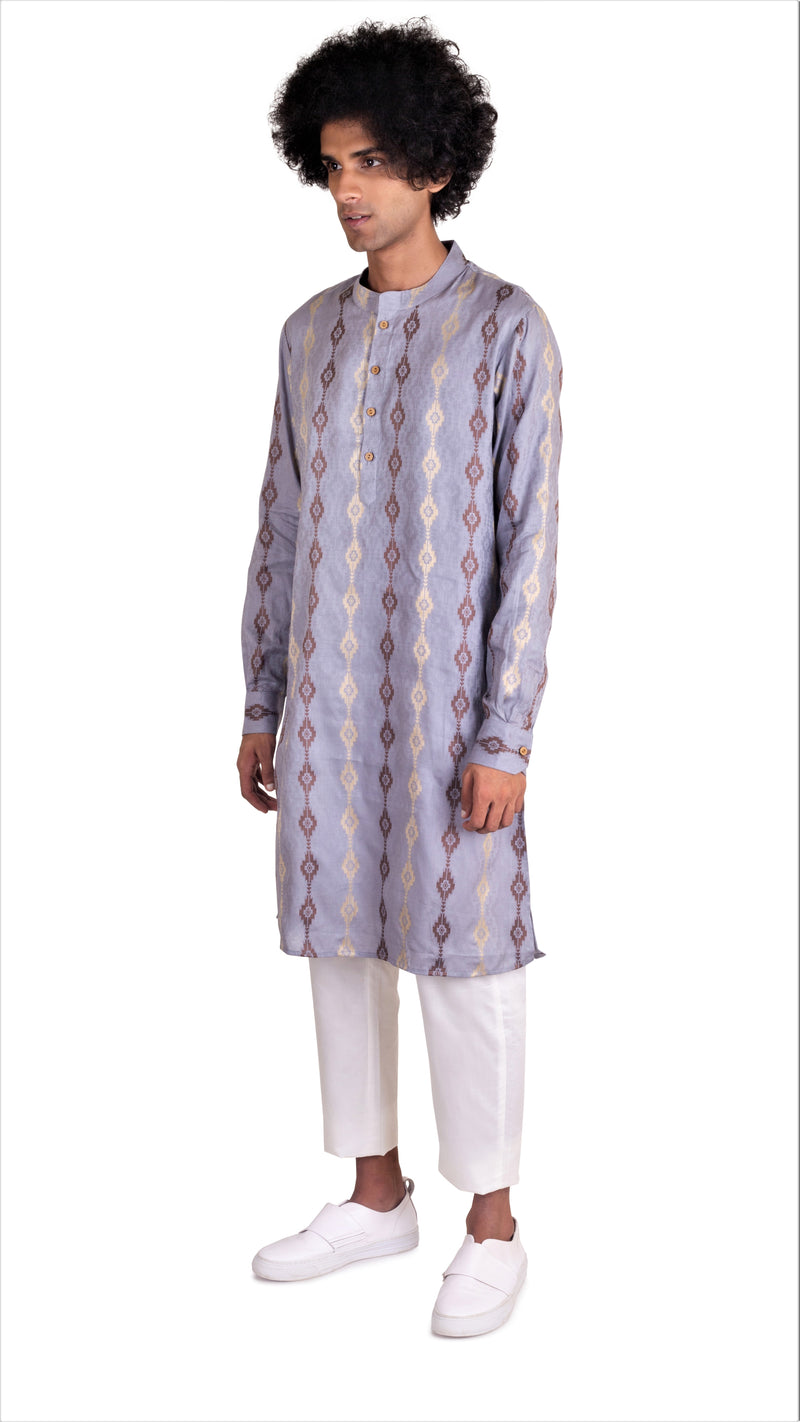 BE DESI MEN COTTON STAR BUTTA CUFF DETAIL KURTA
