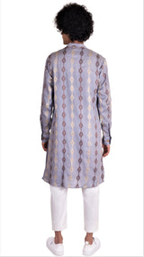 BE DESI MEN COTTON STAR BUTTA CUFF DETAIL KURTA