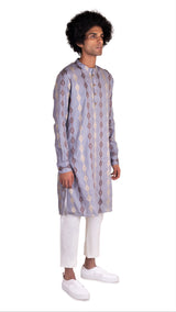 BE DESI MEN COTTON STAR BUTTA CUFF DETAIL KURTA