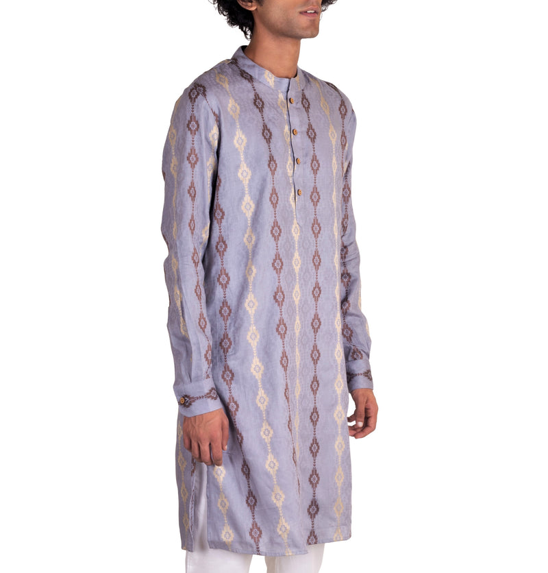 BE DESI MEN COTTON STAR BUTTA CUFF DETAIL KURTA