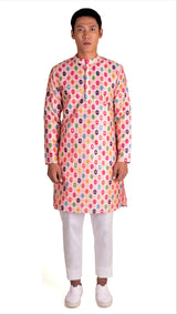 DUSTY ROSE KURTA PYJAMA SET WITH ZARI AND SEQUIN EMBELLISHMENT