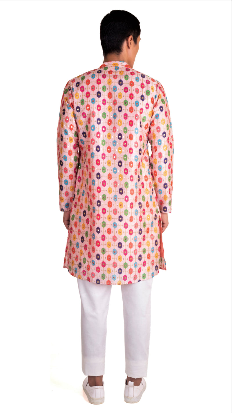 DUSTY ROSE KURTA PYJAMA SET WITH ZARI AND SEQUIN EMBELLISHMENT