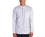 WHITE SATIN ABSTRACT FRONT EMBRIODERED SHORT KURTA