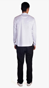 WHITE SATIN ABSTRACT FRONT EMBRIODERED SHORT KURTA