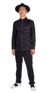 BLACK ABSTRACT EMBRIODERED FULL SLEEVES 3 POCKET SHACKET