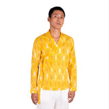 YELLOW IKAT TIE KNOT CASUAL SHORT KURTA
