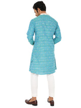 SEAGREEN MODERN ANGRAKHA KURTA PYJAMA SET WITH EMBRIODERED COLLAR & CUFF