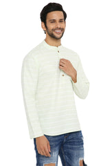 COTTON PISTA STRIPED REGULAR FIT SHORT KURTA