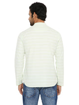 COTTON PISTA STRIPED REGULAR FIT SHORT KURTA