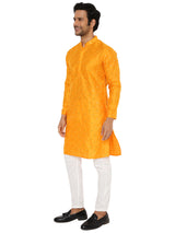 SPECTRA YELLOW KURTA PYJAMA SET WITH CHECKERED MIRROR ABLA EMBRIODERY