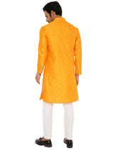 SPECTRA YELLOW KURTA PYJAMA SET WITH CHECKERED MIRROR ABLA EMBRIODERY