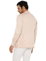 LIGHT FAWN SATIN COTTON SHORT KURTA WITH CUFF