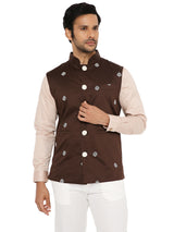 COAL BROWN BANDI WITH PETAL EMBROIDERY