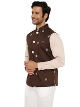 COAL BROWN BANDI WITH PETAL EMBROIDERY