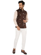 COAL BROWN BANDI WITH PETAL EMBROIDERY