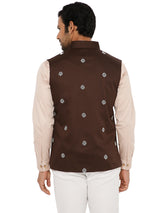 COAL BROWN BANDI WITH PETAL EMBROIDERY