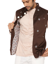 COAL BROWN BANDI WITH PETAL EMBROIDERY