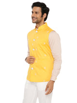 DUSHERI YELLOW BANDI WITH INTRICATE PETAL EMBRIODERY