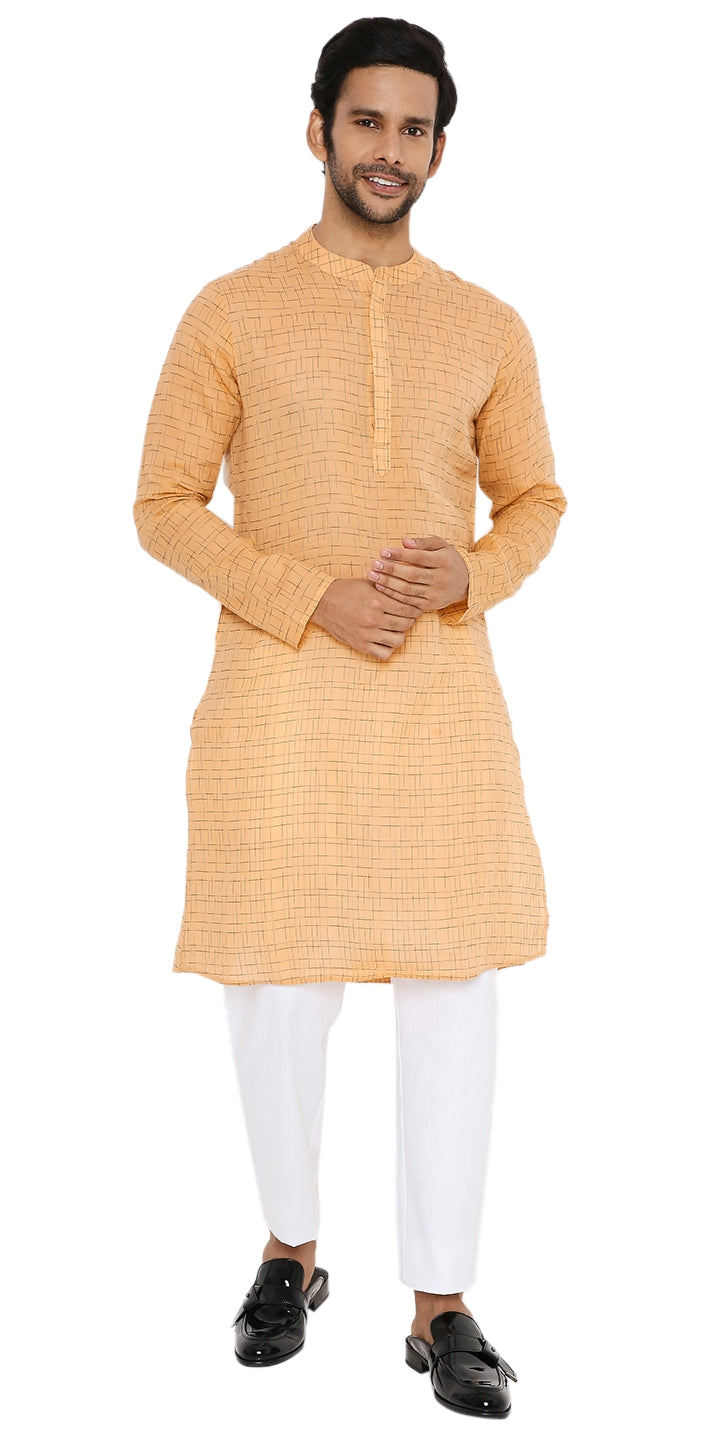 Front View of Be Desi Men's Khadi Cotton Kurta
