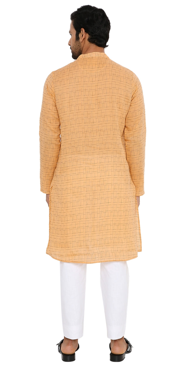 Back view of Be Desi Men's khadi kurta