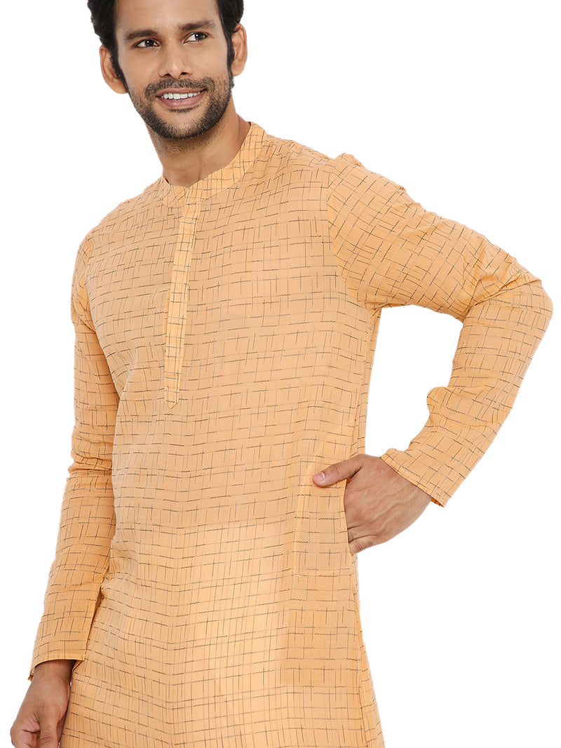 Close up view of Be Desi Men's Khadi kurta