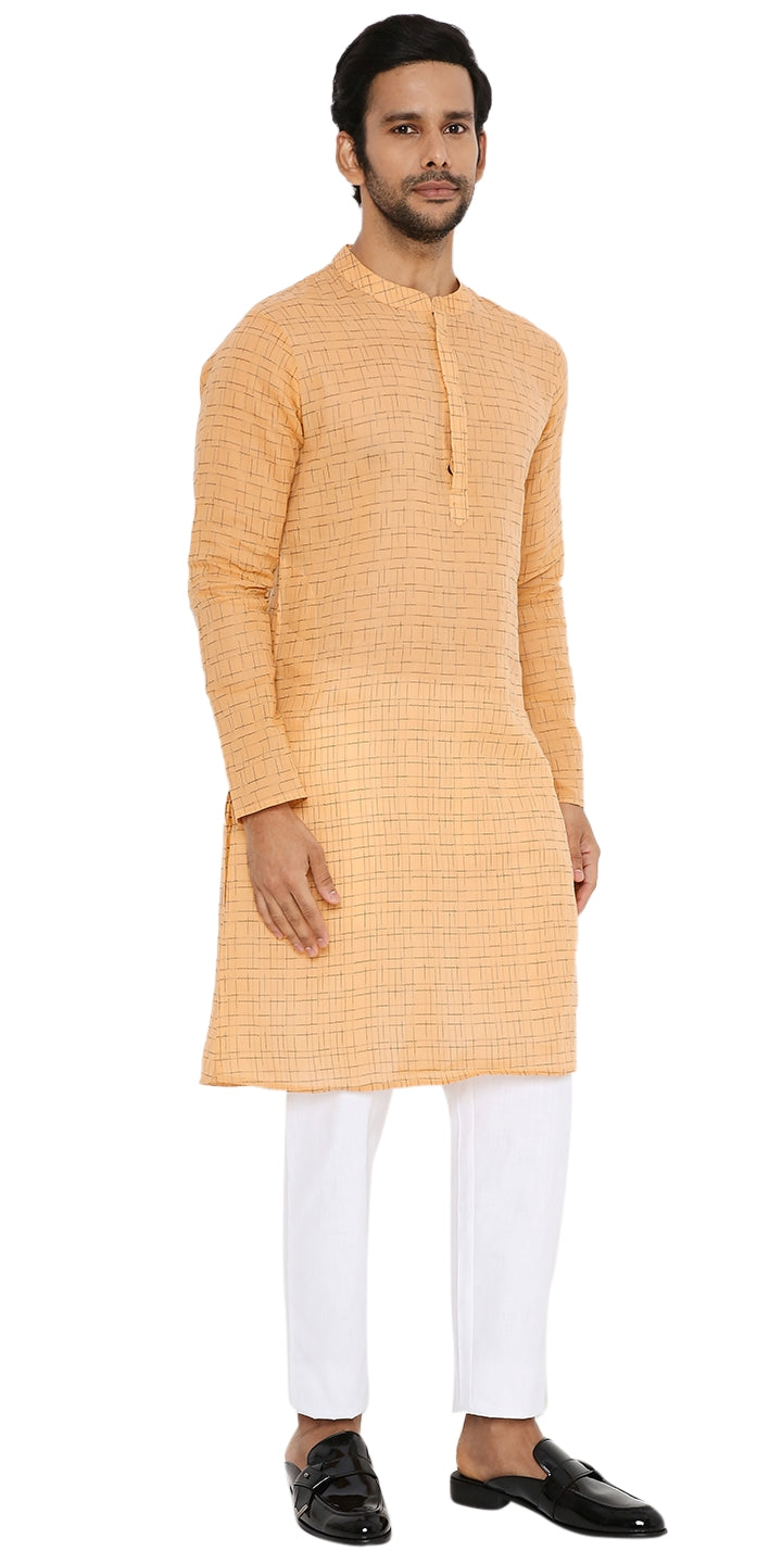 Front View of Be Desi men's pure cotton khadi kurta 