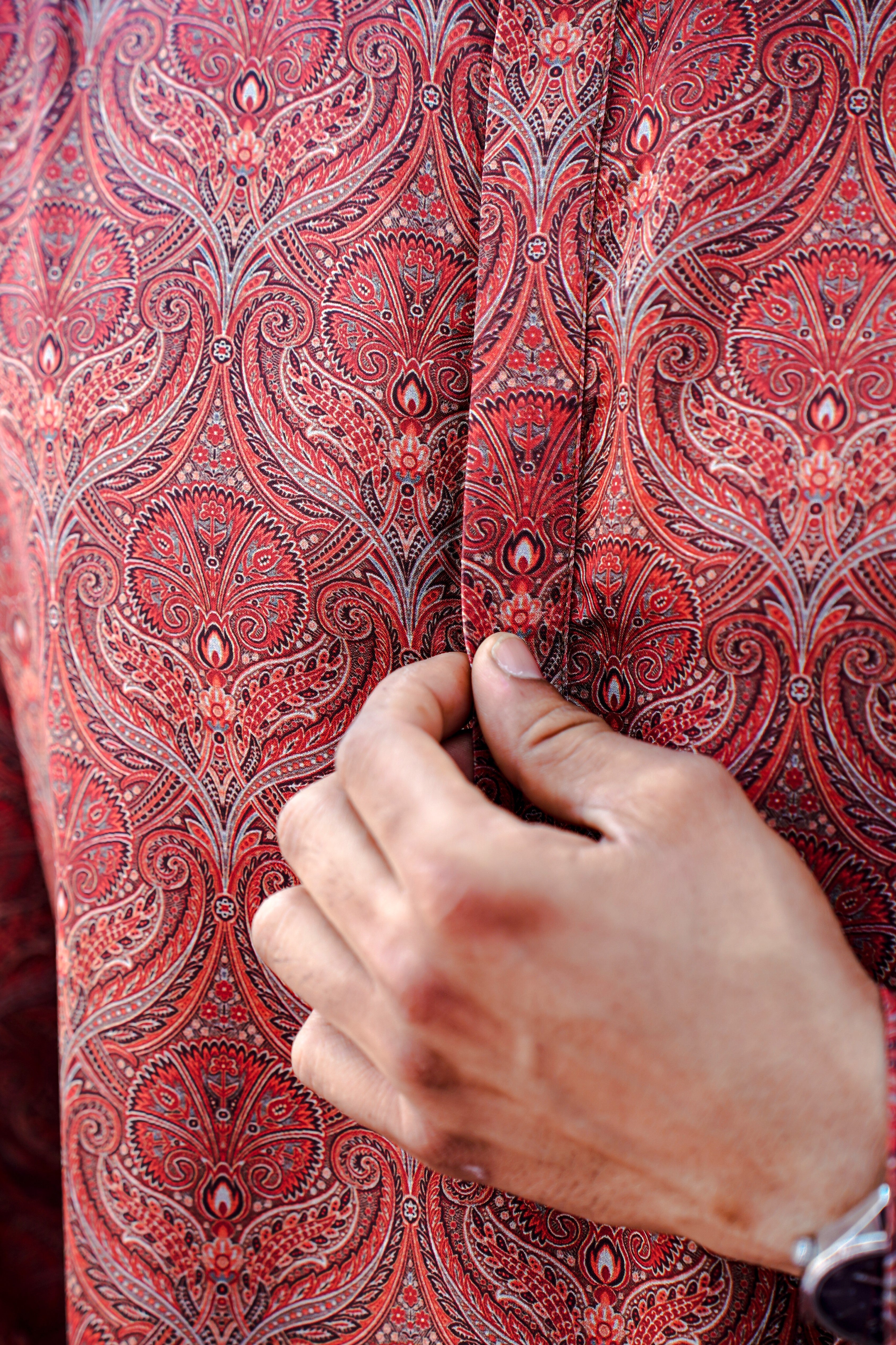 RUSSET BROWN MOTIF PRINTED MODAL REGULAR FIT LONG KURTA