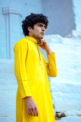 Be Desi Yellow Kurta with neck embroidery 