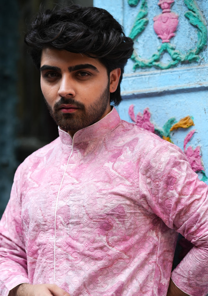 Men's designer kurta with embroidery by Be Desi