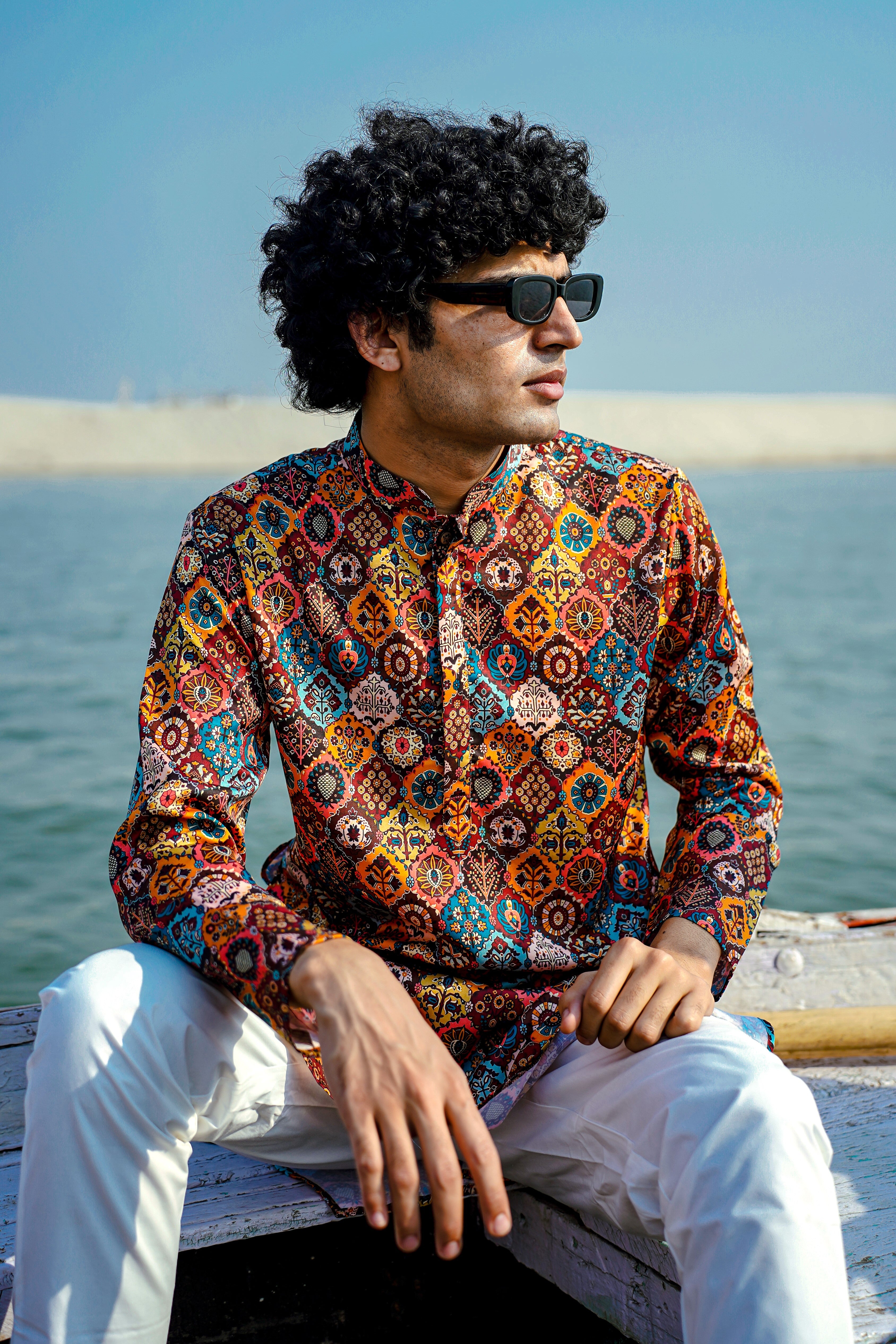 MULTI COLOUR PERSIAN DESIGN PRINTED REGULAR FIT MODAL KURTA