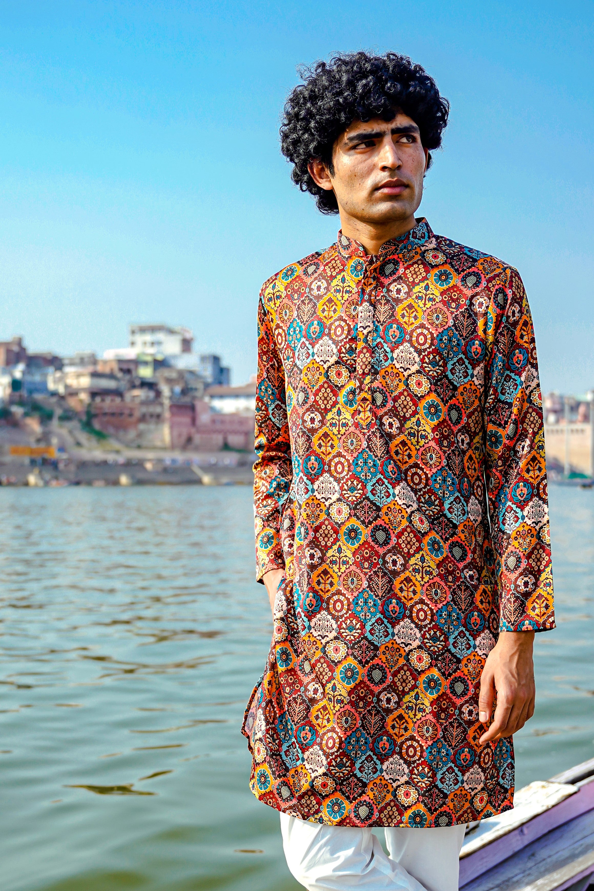 MULTI COLOUR PERSIAN DESIGN PRINTED REGULAR FIT MODAL KURTA
