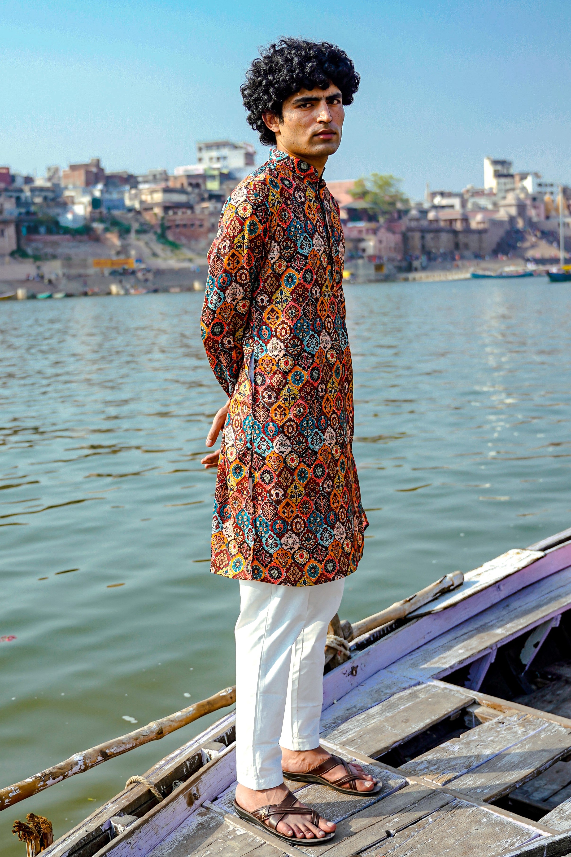 MULTI COLOUR PERSIAN DESIGN PRINTED REGULAR FIT MODAL KURTA
