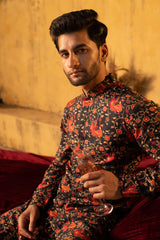 BLACK INDIE PRINTED CO-ORDINATED KURTA PYJAMA SET