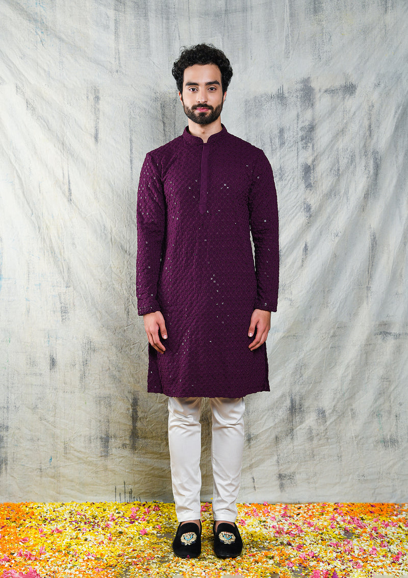 Be Desi wine embroidery kurta pyjama set 