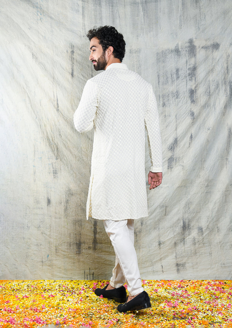 Be Desi Chikan work embroidered kurta pyjama set