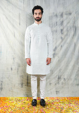 MINT GREEN MIRROR ABLA EMBROIDERED KURTA SET WITH PEARL BUTTON DETAIL