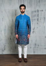 OMBRE BLUE BANDHANI PRINTED KURTA PYJAMA SET