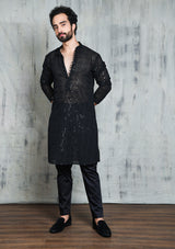 Be Desi Men's Lucknowi Chikan Embroidery kurta with sequins work