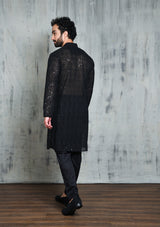 Be Desi Men's Lucknowi Chikan Embroidery kurta with sequins work