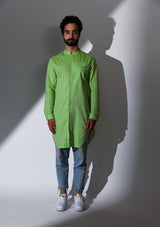 HAYGREEN COTTON OVERLAP PATCH ZARI LONG KURTA