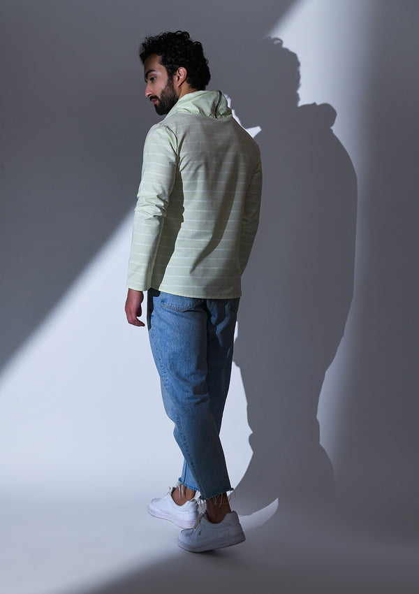 CAWL NECK MINT GREEN STRIPED SHORT KURTA