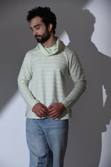 CAWL NECK MINT GREEN STRIPED SHORT KURTA