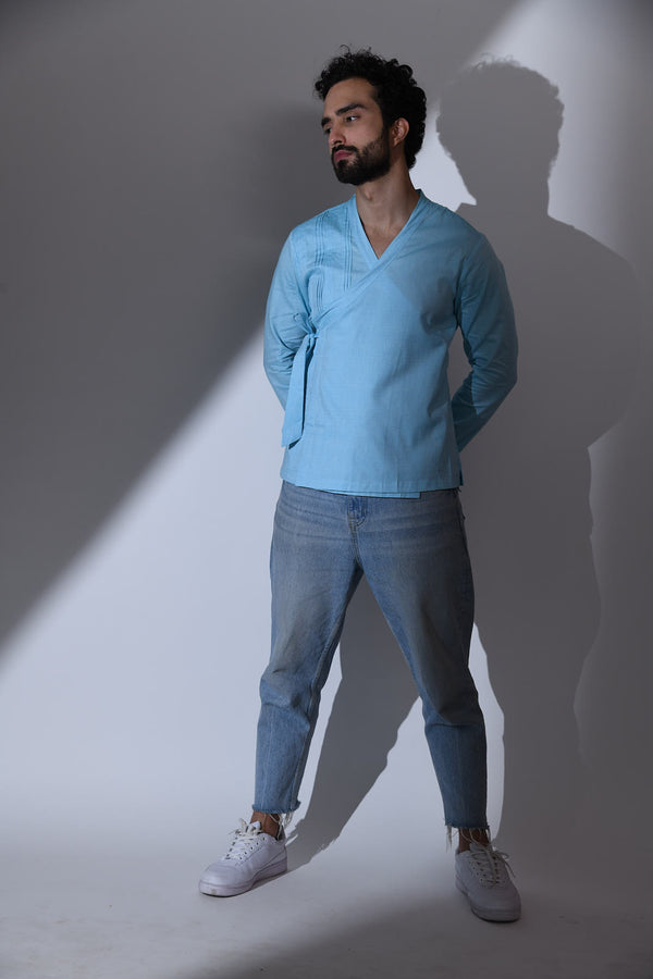 ESPIRIT BLUE TIE KNOT CASUAL SHORT KURTA