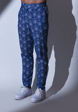 BLUE BLACK FLORAL PRINTED CO-ORDINATED KURTA PYJAMA SET