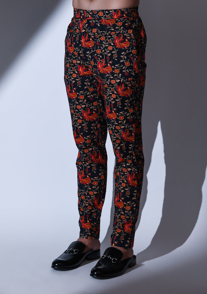 BLACK INDIE PRINTED CO-ORDINATED KURTA PYJAMA SET