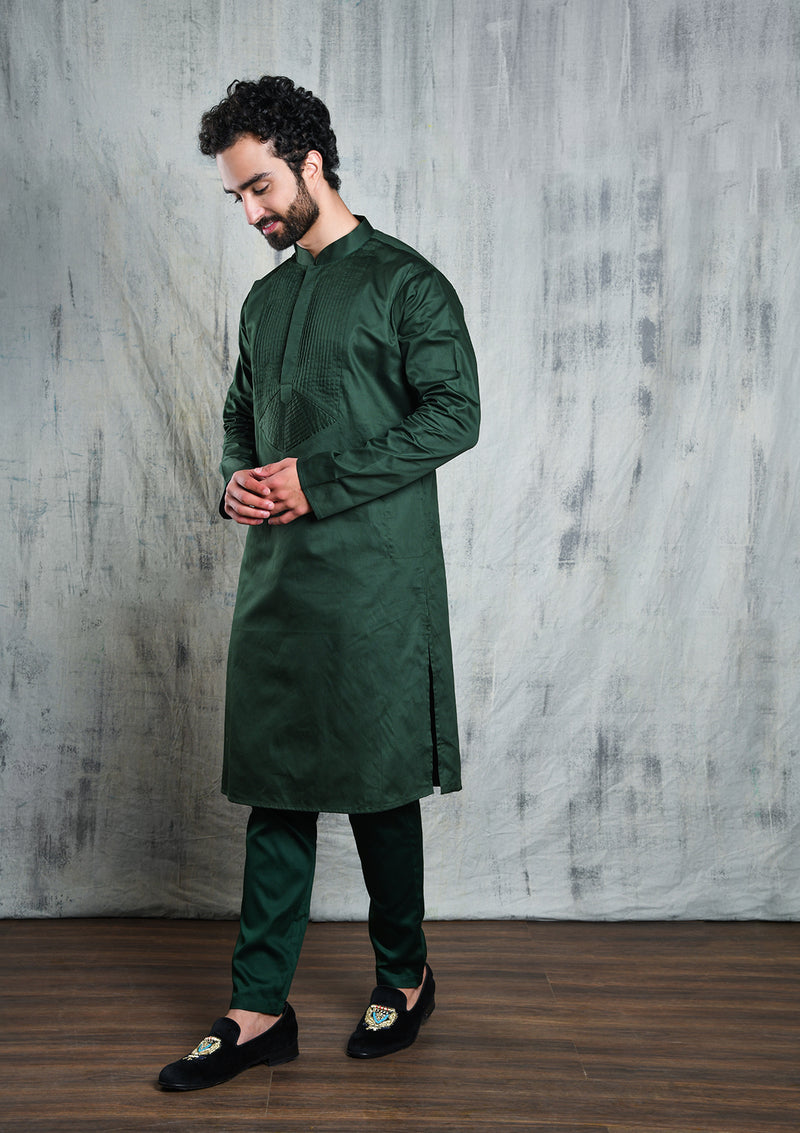 Green kurta pajama for men clearance